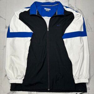 Vintage 90s Nike Track Jacket | Men’s XL | Black Blue White Colorblock Windbreak